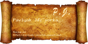 Pavlyak Jávorka névjegykártya